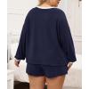 imageLALAGEN Plus Size 2 Piece Sets for Women Lounge Set Casual Sweat Shorts Sweatsuit Fleece Fall Matching OutfitsNavy