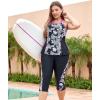 imageLALAGEN Womens Plus Size Swimsuits 2025 Modest Rash Guard Capris Tankini Bathing Suits Two Piece Bathing Suit SwimwearFloral