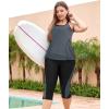 imageLALAGEN Womens Plus Size Swimsuits 2025 Modest Rash Guard Capris Tankini Bathing Suits Two Piece Bathing Suit SwimwearGray