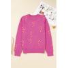 imageLALAGEN Womens Round Neck Sweater Sachet Pink Christmas Candy Cane Holiday Drop Shoulder Sweater PulloverAsachet Pink