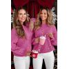 imageLALAGEN Womens Round Neck Sweater Sachet Pink Christmas Candy Cane Holiday Drop Shoulder Sweater PulloverAsachet Pink