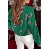 imageLALAGEN Womens Round Neck Sweater Sachet Pink Christmas Candy Cane Holiday Drop Shoulder Sweater PulloverDark Green