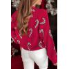 imageLALAGEN Womens Round Neck Sweater Sachet Pink Christmas Candy Cane Holiday Drop Shoulder Sweater PulloverRacing Red