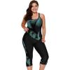 imageLALAGEN Womens Plus Size Swimsuits 2025 Modest Rash Guard Capris Tankini Bathing Suits Two Piece Bathing Suit SwimwearLake Blue Leaves