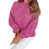 imageLALAGEN Womens Round Neck Sweater Sachet Pink Christmas Candy Cane Holiday Drop Shoulder Sweater PulloverAsachet Pink