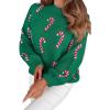 imageLALAGEN Womens Round Neck Sweater Sachet Pink Christmas Candy Cane Holiday Drop Shoulder Sweater PulloverDark Green