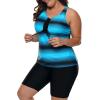 imageLALAGEN Womens 2025 Plus Size Tankini Swimsuits Rash Guard Capris Athletic Two Piece Swimwear Bathing Suits for Women S5XBlue