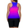 imageLALAGEN Womens 2025 Plus Size Tankini Swimsuits Rash Guard Capris Athletic Two Piece Swimwear Bathing Suits for Women S5XBlue Purple