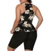 imageLALAGEN Womens 2025 Plus Size Tankini Swimsuits Rash Guard Capris Athletic Two Piece Swimwear Bathing Suits for Women S5XFloral Black Yellow