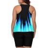 imageLALAGEN Womens 2025 Plus Size Tankini Swimsuits Rash Guard Capris Athletic Two Piece Swimwear Bathing Suits for Women S5XGradient Black Blue