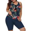 imageLALAGEN Womens 2025 Plus Size Tankini Swimsuits Rash Guard Capris Athletic Two Piece Swimwear Bathing Suits for Women S5XPrint Blue