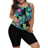 imageLALAGEN Womens 2025 Plus Size Tankini Swimsuits Rash Guard Capris Athletic Two Piece Swimwear Bathing Suits for Women S5XPrint Floral