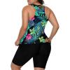 imageLALAGEN Womens 2025 Plus Size Tankini Swimsuits Rash Guard Capris Athletic Two Piece Swimwear Bathing Suits for Women S5XPrint Floral