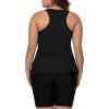 imageLALAGEN Womens 2025 Plus Size Tankini Swimsuits Rash Guard Capris Athletic Two Piece Swimwear Bathing Suits for Women S5XSolid Black
