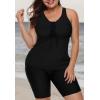 imageLALAGEN Womens 2025 Plus Size Tankini Swimsuits Rash Guard Capris Athletic Two Piece Swimwear Bathing Suits for Women S5XSolid Black