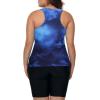 imageLALAGEN Womens 2025 Plus Size Tankini Swimsuits Rash Guard Capris Athletic Two Piece Swimwear Bathing Suits for Women S5XTiedye Blue Sky