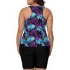 imageLALAGEN Womens 2025 Plus Size Tankini Swimsuits Rash Guard Capris Athletic Two Piece Swimwear Bathing Suits for Women S5XZblue Purple Leafs
