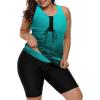 imageLALAGEN Womens 2025 Plus Size Tankini Swimsuits Rash Guard Capris Athletic Two Piece Swimwear Bathing Suits for Women S5XZgradient Green Blue