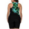 imageLALAGEN Womens 2025 Plus Size Tankini Swimsuits Rash Guard Capris Athletic Two Piece Swimwear Bathing Suits for Women S5XZgreen Flower
