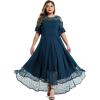imageLALAGEN Womens Plus Size Lace Cold Shoulder Casual Long Plain Evening Party Maxi Dress L5XNavy Blue
