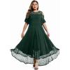 imageLALAGEN Womens Plus Size Lace Cold Shoulder Casual Long Plain Evening Party Maxi Dress L5XZblackish Green