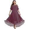 imageLALAGEN Womens Plus Size Lace Cold Shoulder Casual Long Plain Evening Party Maxi Dress L5XZpurple Brown