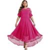 imageLALAGEN Womens Plus Size Lace Cold Shoulder Casual Long Plain Evening Party Maxi Dress L5XZrose Red