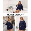 imageLALAGEN Womens Plus Size 2 Piece Outfits Pajamas Set Shorts Fleece Fall Matching Lounge Set Casual SweatsuitNavy