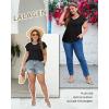 imagePlus Size T Shirts for Women 2025 V Neck Ruffle Short Sleeve Basic Tee Casual Loose Fit Blouse Summer Trendy Tunic TopsBlack