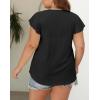 imagePlus Size T Shirts for Women 2025 V Neck Ruffle Short Sleeve Basic Tee Casual Loose Fit Blouse Summer Trendy Tunic TopsBlack