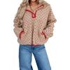 imageLALAGEN Womens Casual Sweatshirt Khaki Snap Button Contrast Trim Neck Dotty Allover Pullover SweatshirtKhaki