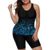 imageLALAGEN Womens 2026 Plus Size Tankini Swimsuits Rash Guard Capris Athletic Two Piece Swimwear Bathing Suits for Women S5XZblack Blue Dot