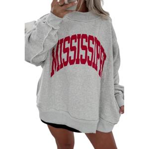 imageLALAGEN Womens Casual Sweatshirt White Letter Print Oversize SweatshirtLight Grey