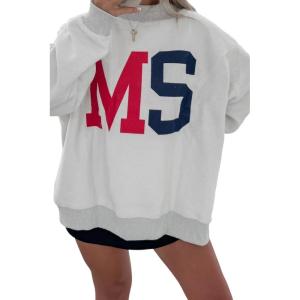 imageLALAGEN Womens Casual Sweatshirt White Letter Print Oversize SweatshirtWhite