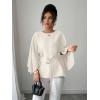 image:imageLALAGEN Womens Blouses Women French Style Round Neck Flutter Sleeve SelfTie Waist Shiny Blouse Christmas TopsApricot