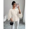 image:imageLALAGEN Womens Blouses Women French Style Round Neck Flutter Sleeve SelfTie Waist Shiny Blouse Christmas TopsApricot