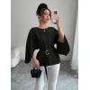image:imageLALAGEN Womens Blouses Women French Style Round Neck Flutter Sleeve SelfTie Waist Shiny Blouse Christmas TopsBlack