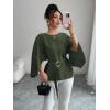 image:imageLALAGEN Womens Blouses Women French Style Round Neck Flutter Sleeve SelfTie Waist Shiny Blouse Christmas TopsOlive Green