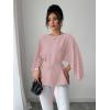 image:imageLALAGEN Womens Blouses Women French Style Round Neck Flutter Sleeve SelfTie Waist Shiny Blouse Christmas TopsPink