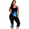 image:imageLALAGEN Womens Plus Size Swimsuits 2026 Modest Rash Guard Capris Tankini Bathing Suits Two Piece Bathing Suit SwimwearBlack Blue Gradient