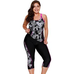 image:imageLALAGEN Womens Plus Size Swimsuits 2026 Modest Rash Guard Capris Tankini Bathing Suits Two Piece Bathing Suit SwimwearFloral