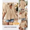 image:imageLALAGEN Womens Blouses Laser Cut Deep VNeck Puff Sleeve Blouse Tops 2026 Summer Boho Dressy Casual Swiss Dot Babydoll ShirtsAapricot