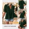 image:imageLALAGEN Womens Blouses Laser Cut Deep VNeck Puff Sleeve Blouse Tops 2026 Summer Boho Dressy Casual Swiss Dot Babydoll ShirtsAarmy Green