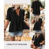 image:imageLALAGEN Womens Blouses Laser Cut Deep VNeck Puff Sleeve Blouse Tops 2026 Summer Boho Dressy Casual Swiss Dot Babydoll ShirtsAblack
