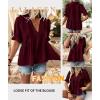 image:imageLALAGEN Womens Blouses Laser Cut Deep VNeck Puff Sleeve Blouse Tops 2026 Summer Boho Dressy Casual Swiss Dot Babydoll ShirtsAred