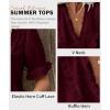 image:imageLALAGEN Womens Blouses Laser Cut Deep VNeck Puff Sleeve Blouse Tops 2026 Summer Boho Dressy Casual Swiss Dot Babydoll ShirtsAred