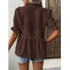 image:imageLALAGEN Womens Blouses Laser Cut Deep VNeck Puff Sleeve Blouse Tops 2026 Summer Boho Dressy Casual Swiss Dot Babydoll ShirtsCoffee Brown