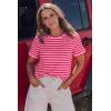 image:imageLALAGEN Womens Summer Tops Red Stripe Scalloped Trim Round Neck T ShirtApink Stripe