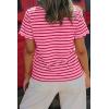 image:imageLALAGEN Womens Summer Tops Red Stripe Scalloped Trim Round Neck T ShirtApink Stripe