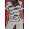image:imageLALAGEN Womens Summer Tops Red Stripe Scalloped Trim Round Neck T ShirtBlack Stripe
